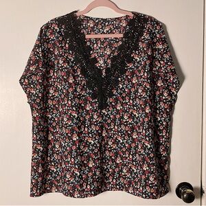 SHEIN Curve Floral Short Sleeve Blouse Size 2XL US 14-16